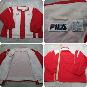 Nebraska Huskers‎ Jacket Mens Large Soccer Fila Red Windbreaker Full Zip VTG 90s